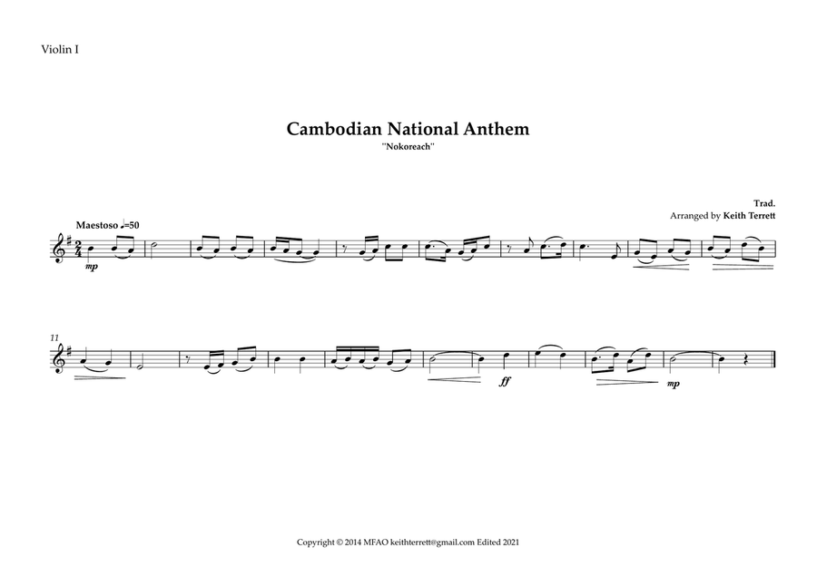 Cambodian National Anthem for String Orchestra (MFAO World National Anthem Series) String Orchestra scores gallery preview page 4
