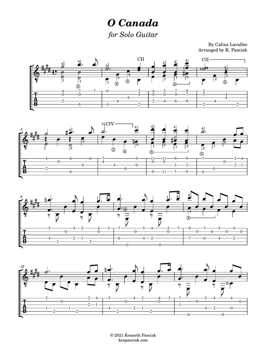 O Canada (for Solo Guitar) Acoustic Guitar scores gallery preview page 3
