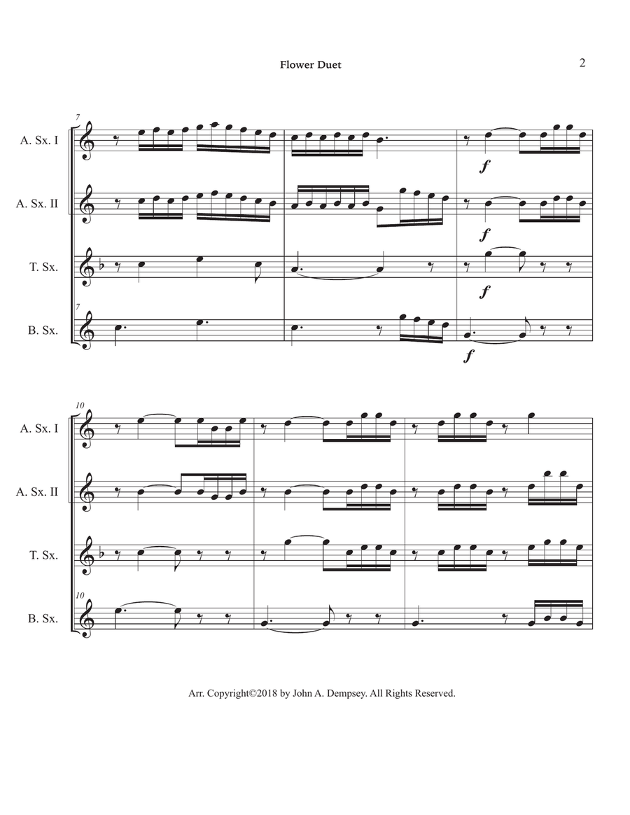 Flower Duet (Sax Quartet: AATB) Saxophone Quartet scores gallery preview page 6