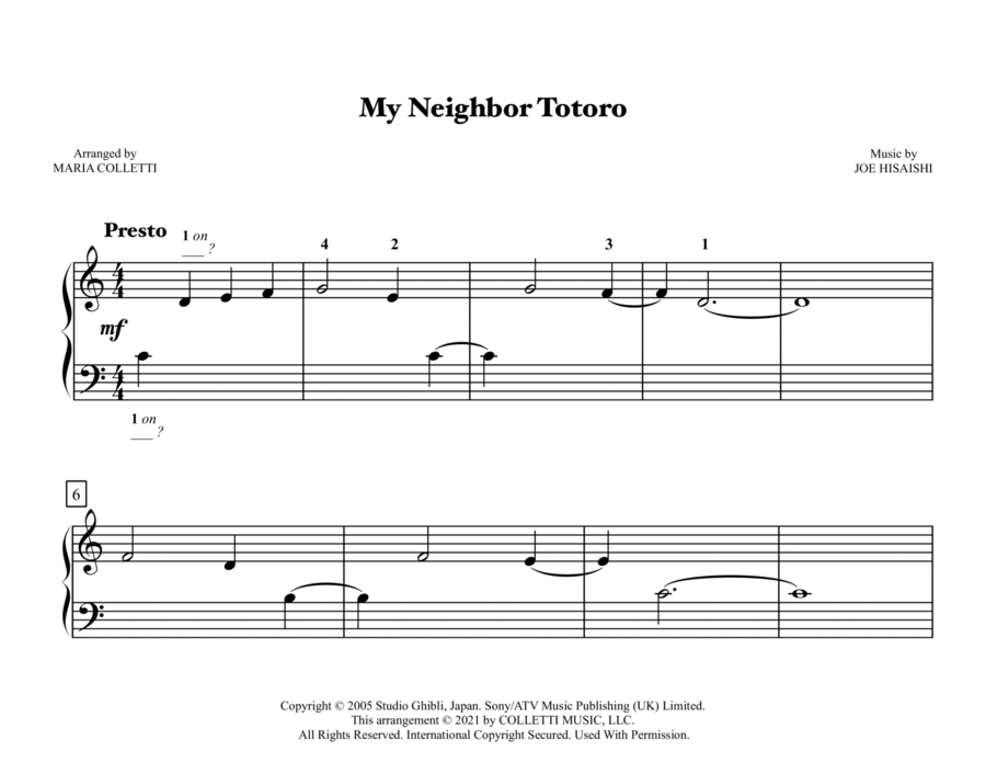 My Neighbor Totoro Easy Piano scores gallery preview page 1