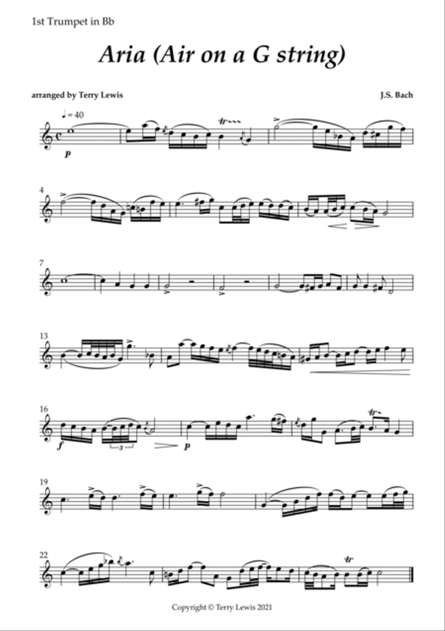 Aria (Air on a G String) for Brass Ensemble Brass Ensemble scores gallery preview page 6