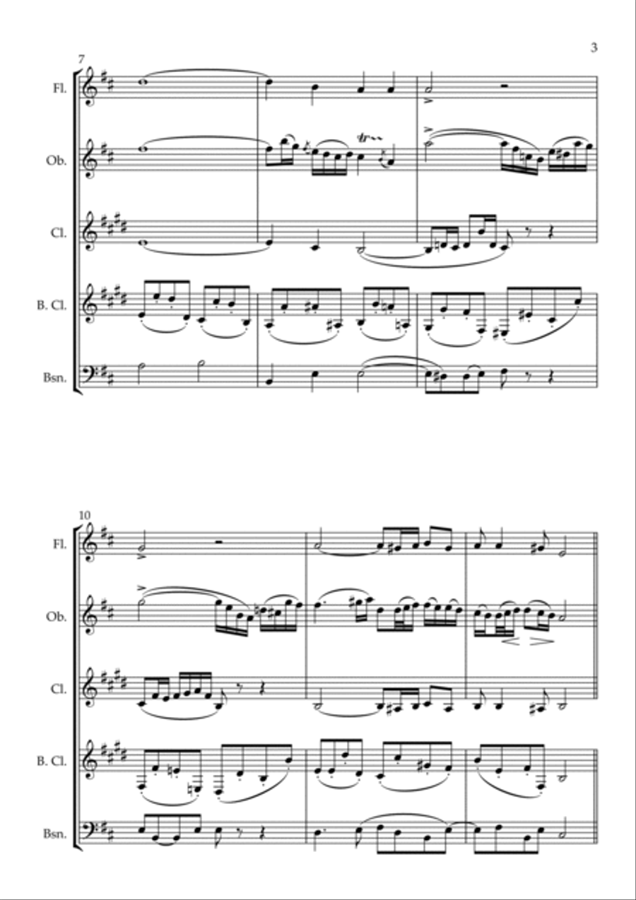 Aria (Air on a G String) for Wind Ensemble Woodwind Quintet scores gallery preview page 3
