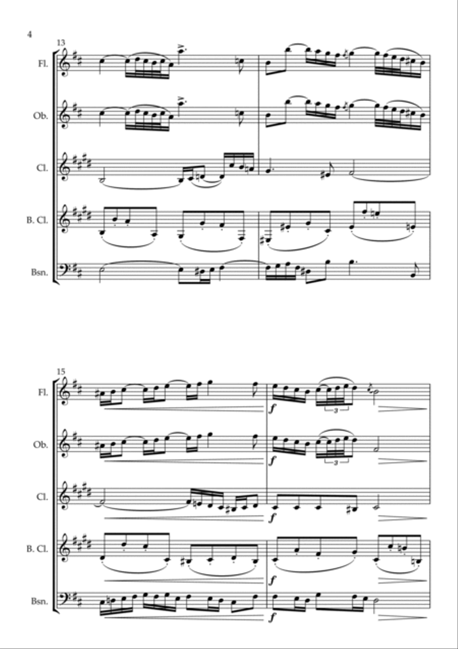 Aria (Air on a G String) for Wind Ensemble Woodwind Quintet scores gallery preview page 4