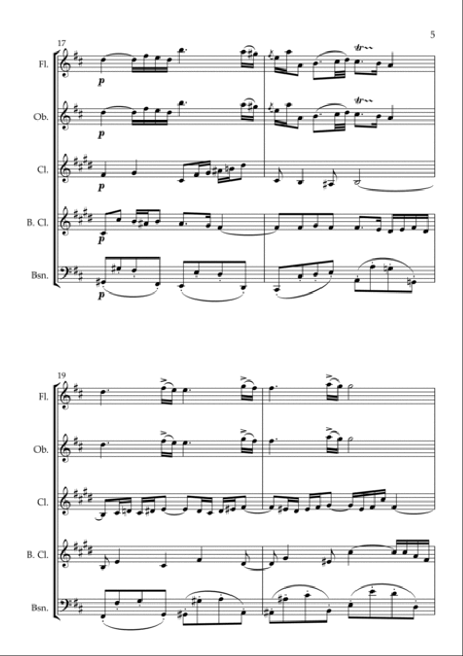 Aria (Air on a G String) for Wind Ensemble Woodwind Quintet scores gallery preview page 5