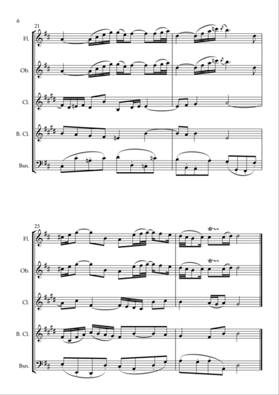 Aria (Air on a G String) for Wind Ensemble Woodwind Quintet scores gallery preview page 6