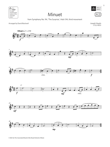 Minuet (from Symphony No. 94) (Grade 1 List A2 from the ABRSM Flute syllabus from 2022)
