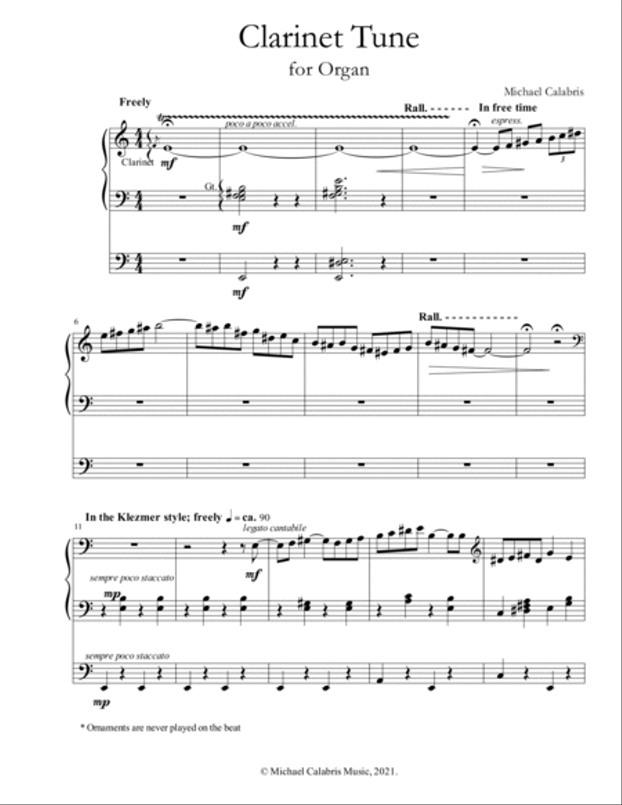 Clarinet Tune (for Organ) Clarinet scores gallery preview page 2