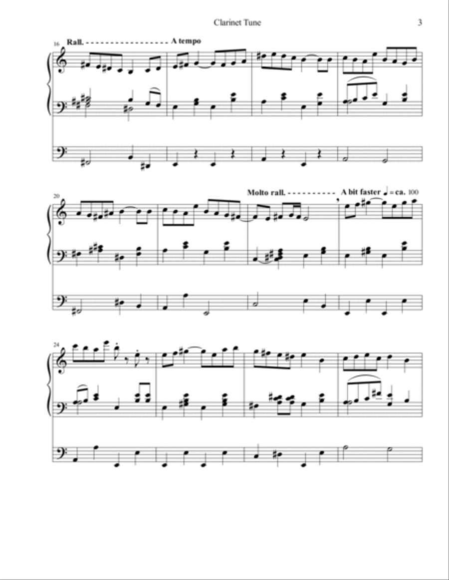 Clarinet Tune (for Organ) Clarinet scores gallery preview page 3
