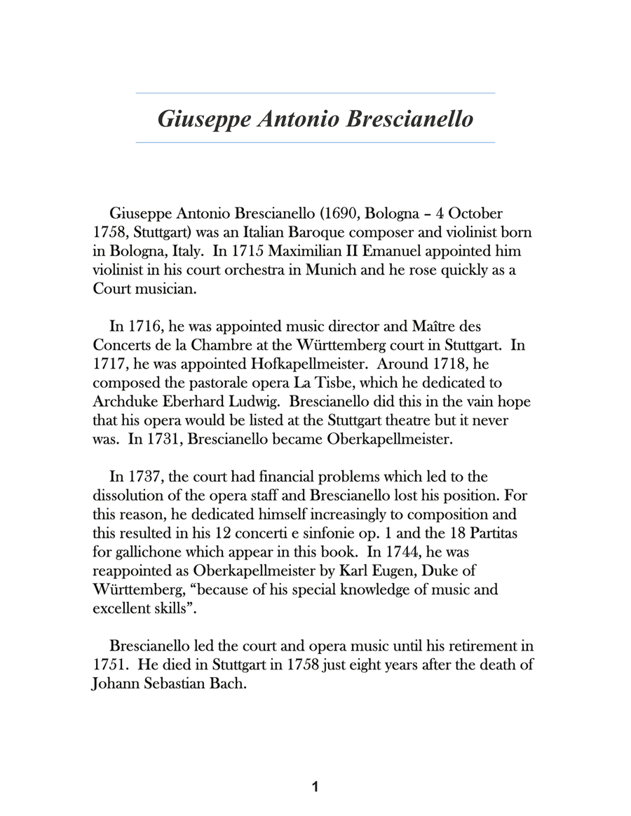 Giuseppe Antonio Brescianello 18 Partitas for Gallichone Arranged For Baritone Ukulele Baritone Ukulele scores gallery preview page 5