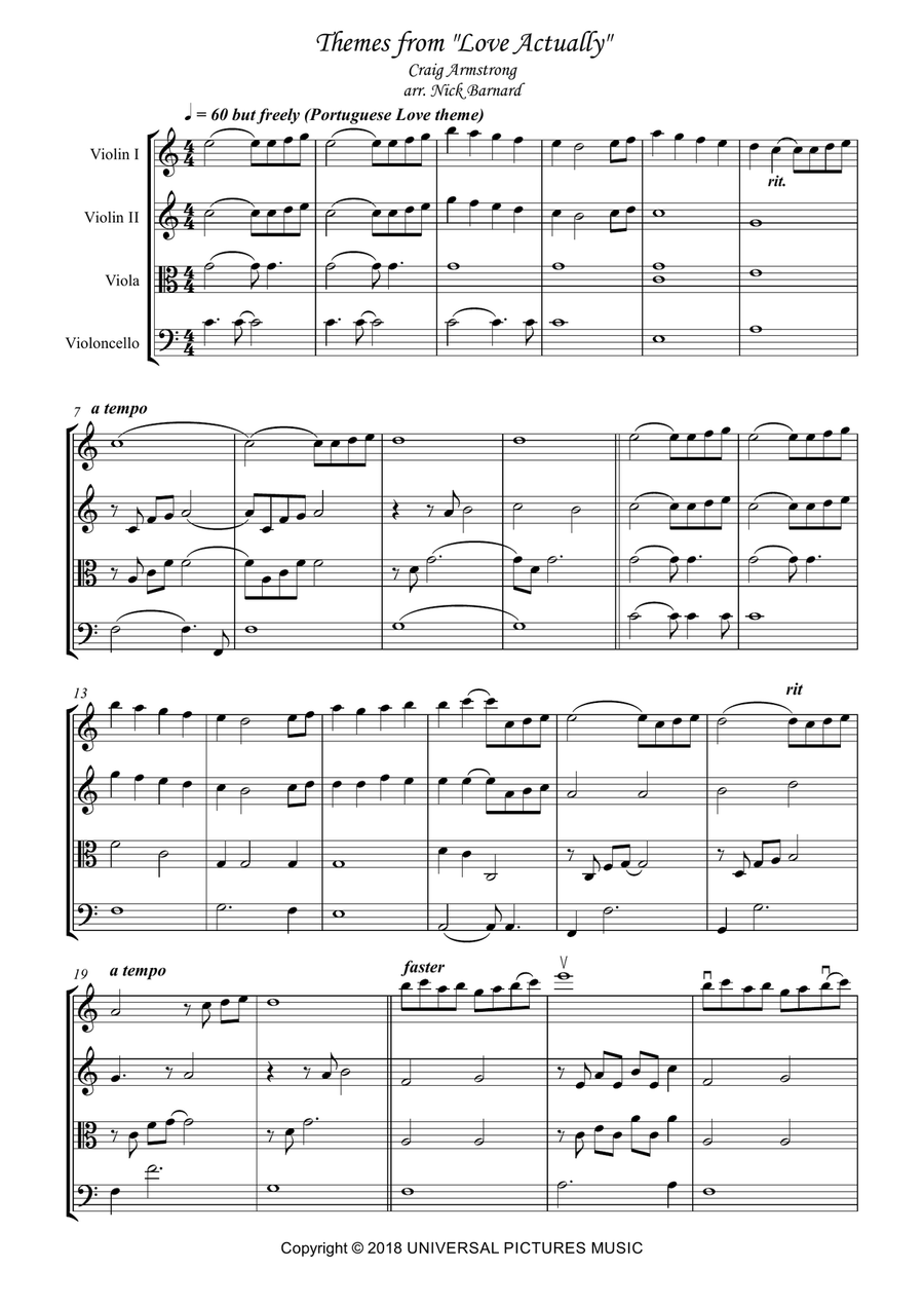 Love Actually String Quartet scores gallery preview page 2