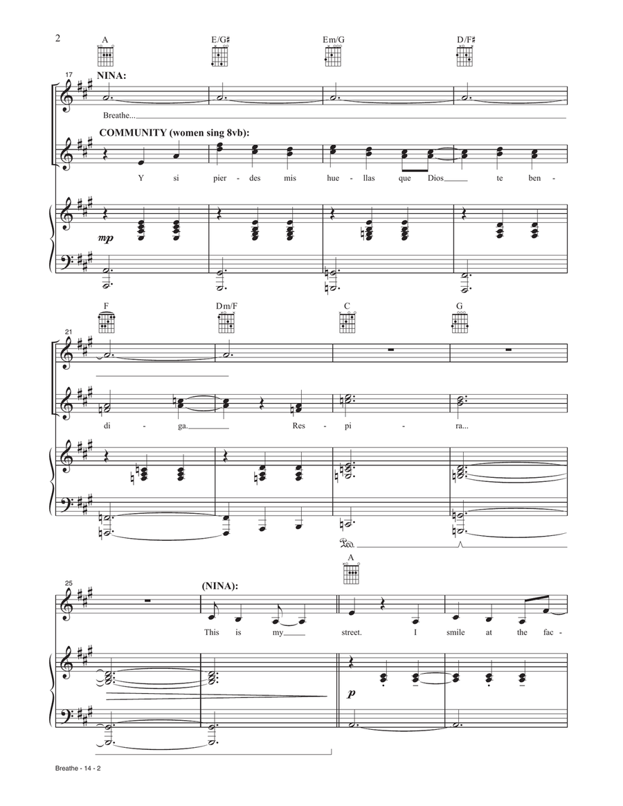Breathe (from the Motion Picture In The Heights) Piano, Vocal, Guitar scores gallery preview page 2