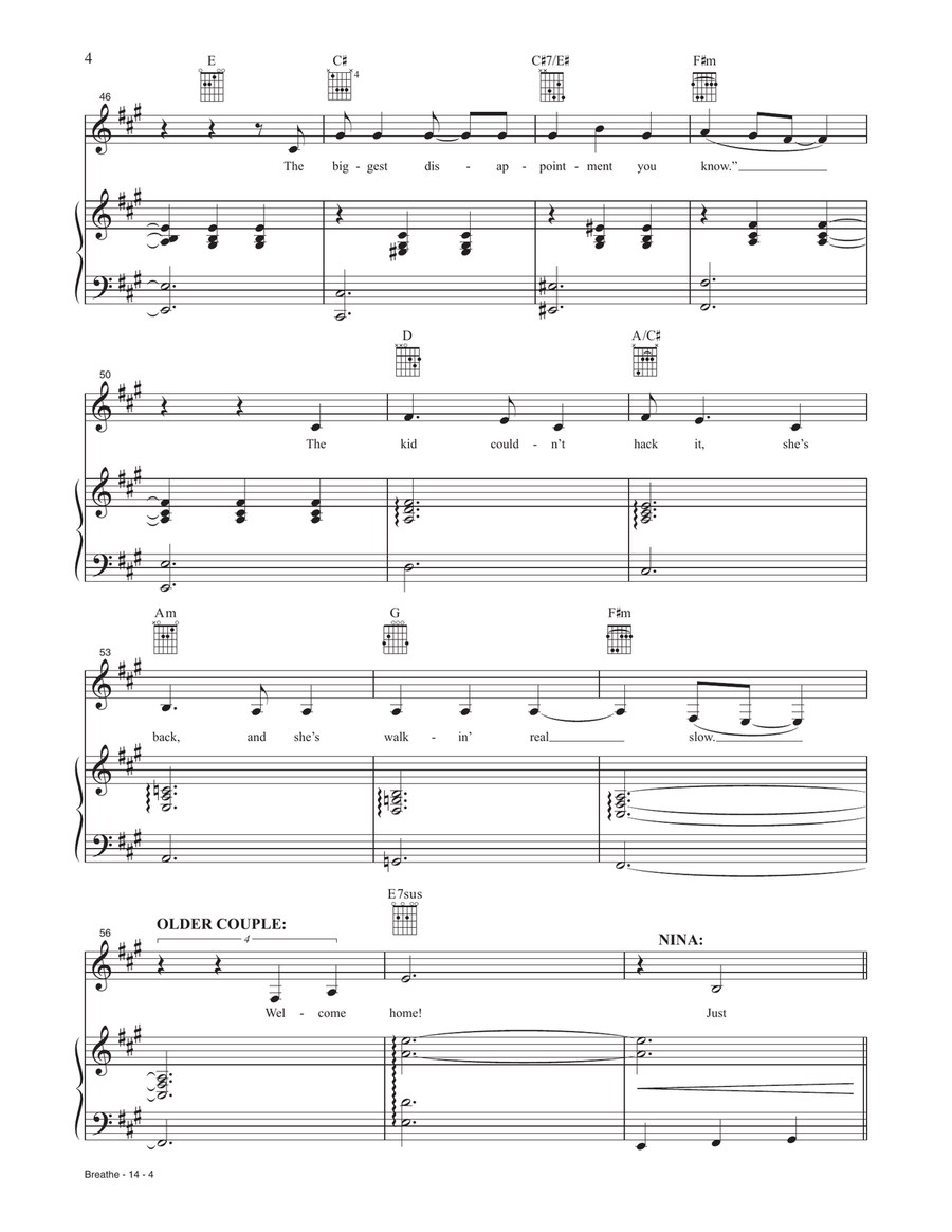 Breathe (from the Motion Picture In The Heights) Piano, Vocal, Guitar scores gallery preview page 4