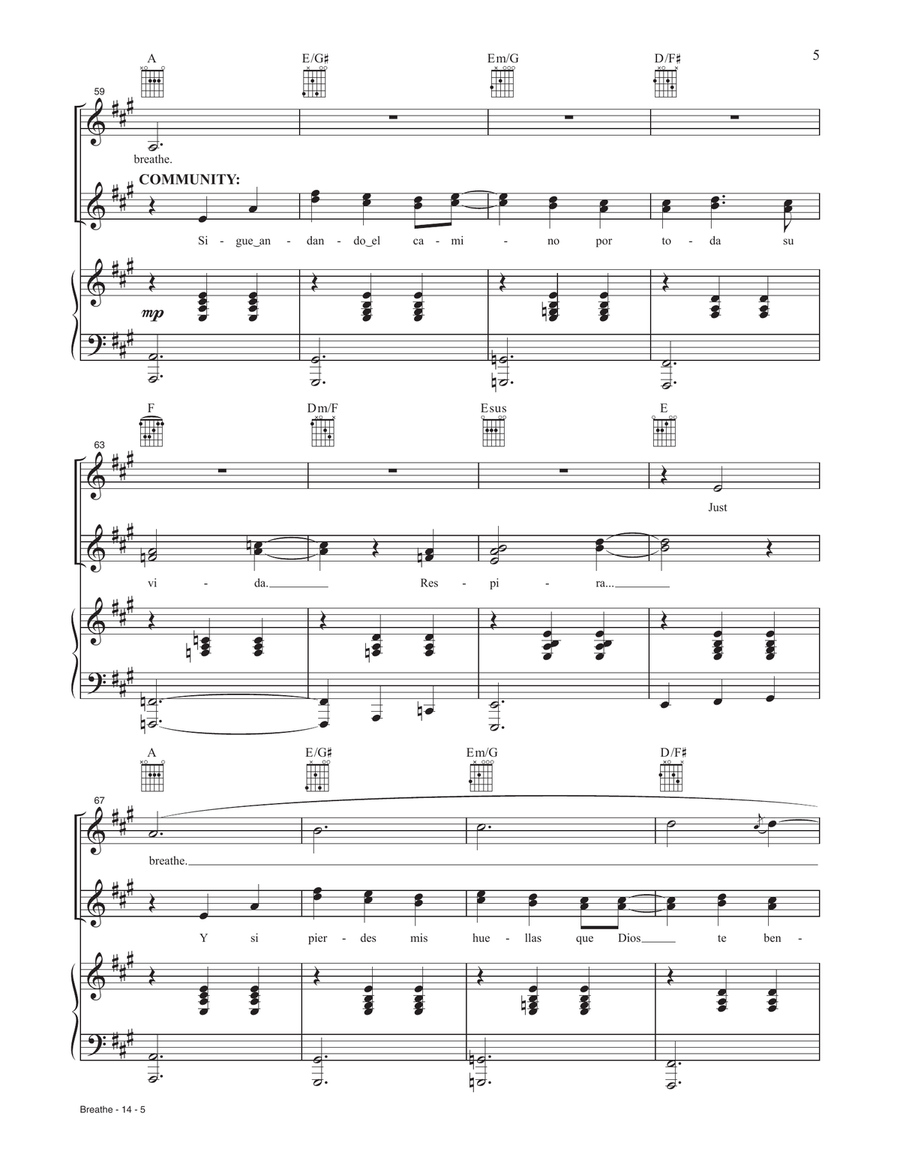 Breathe (from the Motion Picture In The Heights) Piano, Vocal, Guitar scores gallery preview page 5