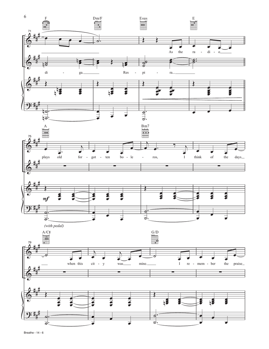 Breathe (from the Motion Picture In The Heights) Piano, Vocal, Guitar scores gallery preview page 6