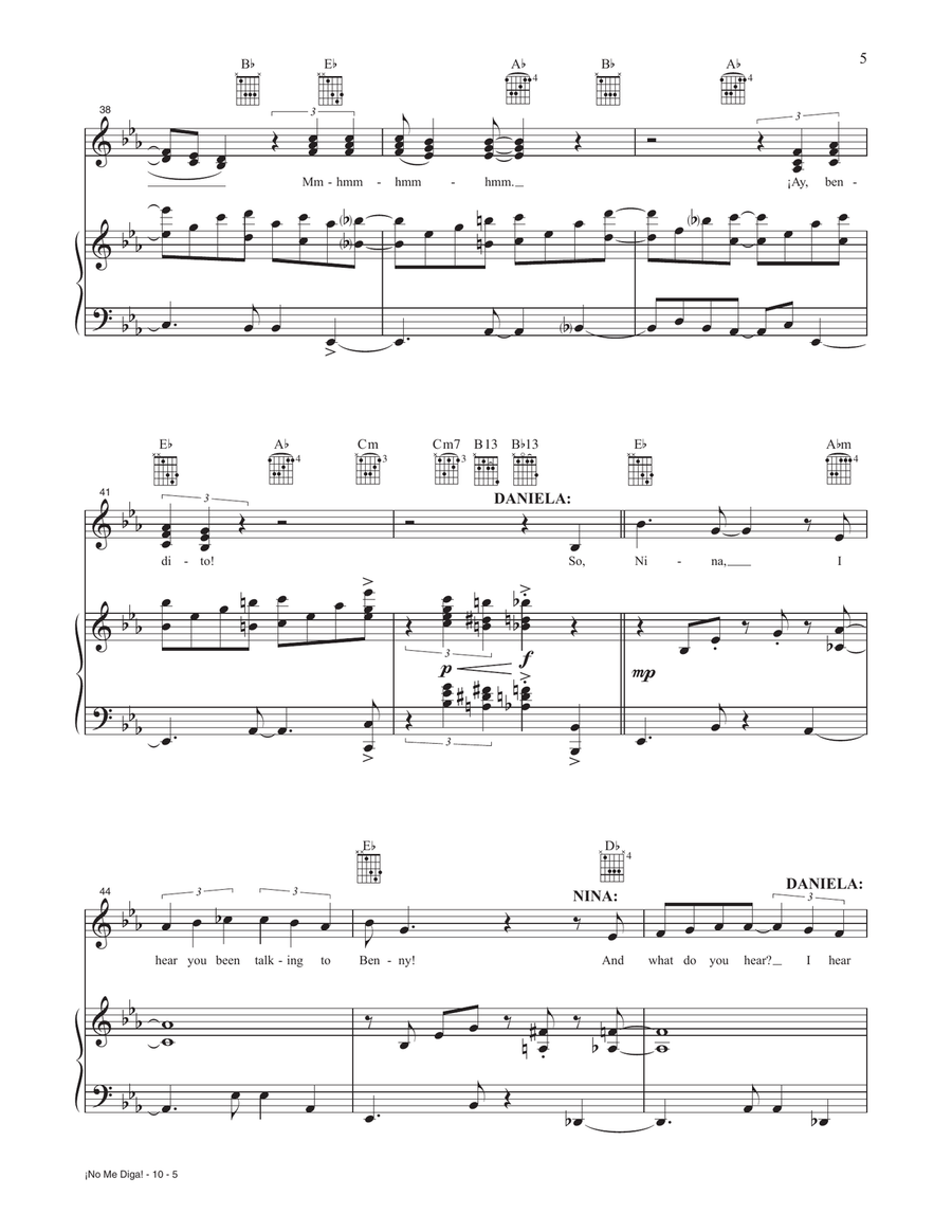 No Me Diga (from the Motion Picture In The Heights) Piano, Vocal, Guitar scores gallery preview page 5