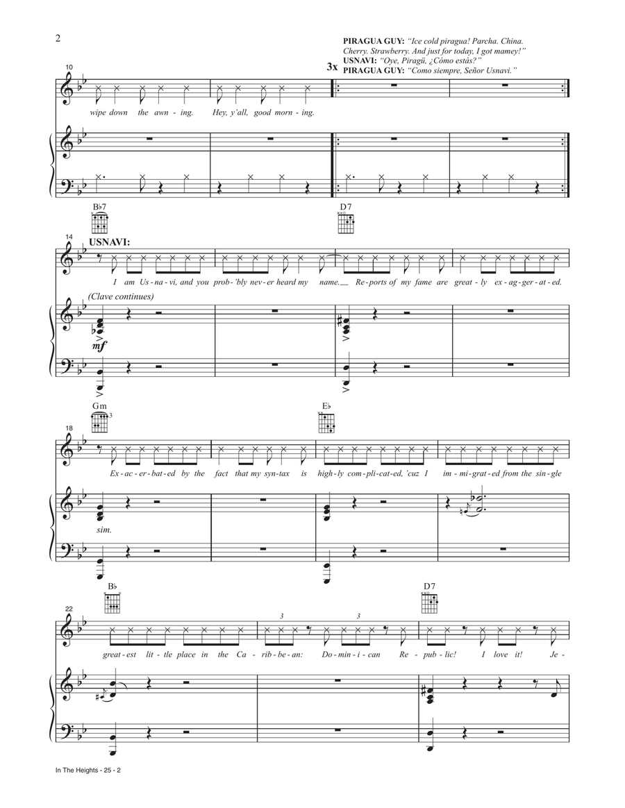 In The Heights (from the Motion Picture In The Heights) Piano, Vocal, Guitar scores gallery preview page 2