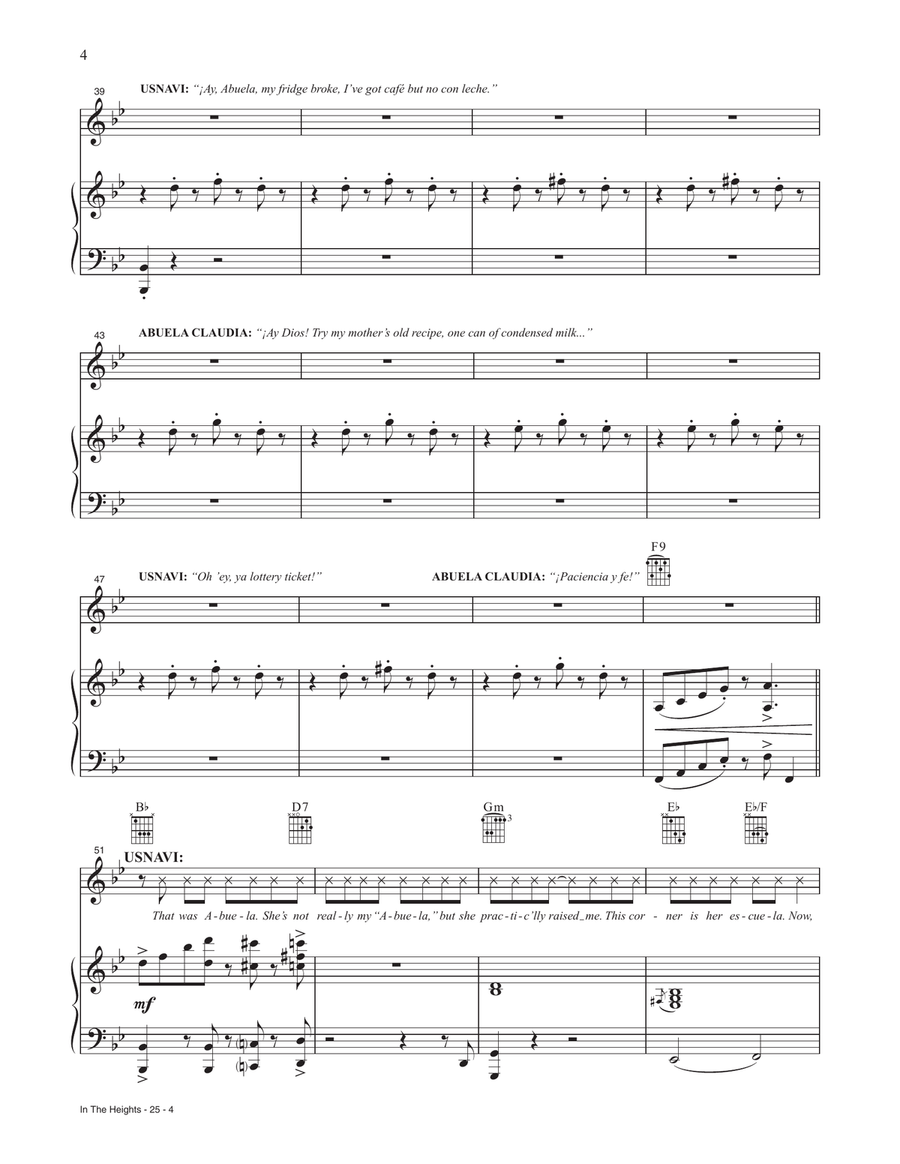 In The Heights (from the Motion Picture In The Heights) Piano, Vocal, Guitar scores gallery preview page 4