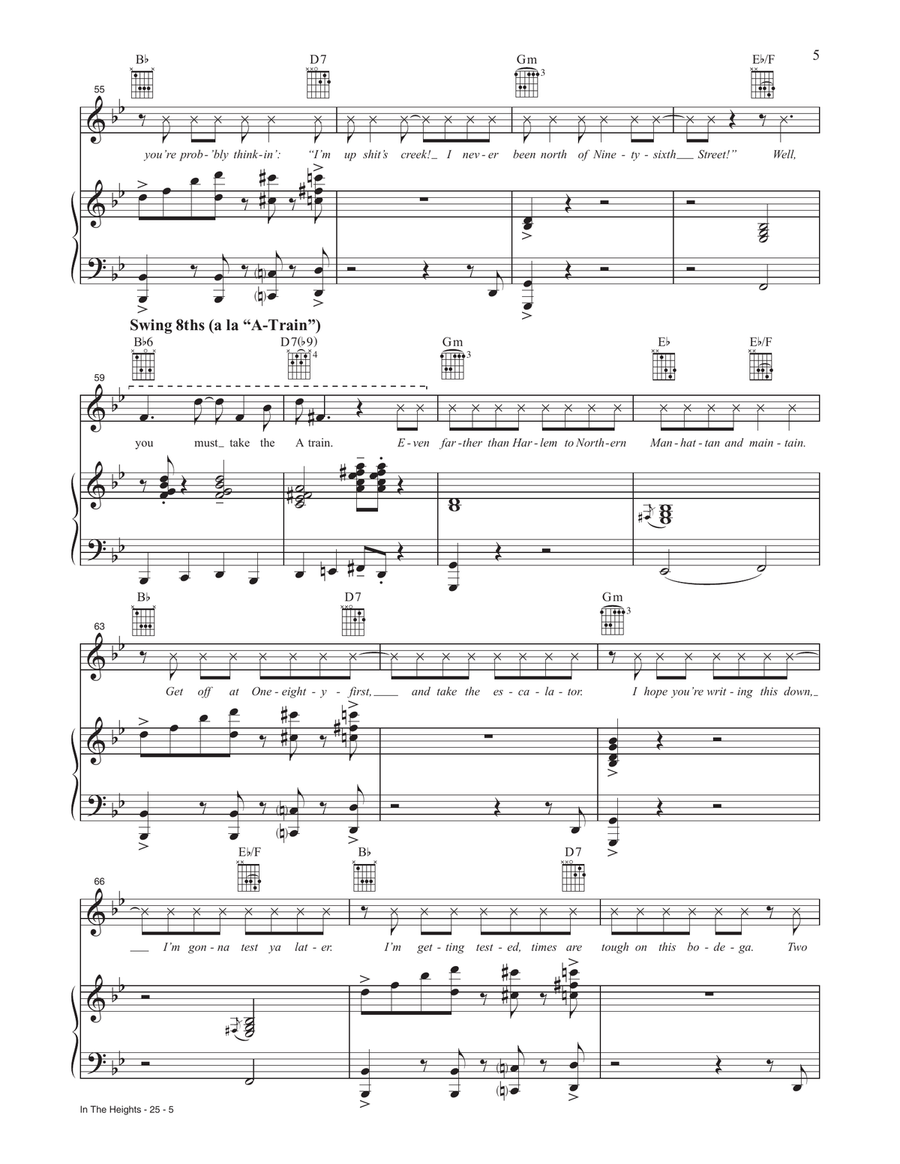 In The Heights (from the Motion Picture In The Heights) Piano, Vocal, Guitar scores gallery preview page 5