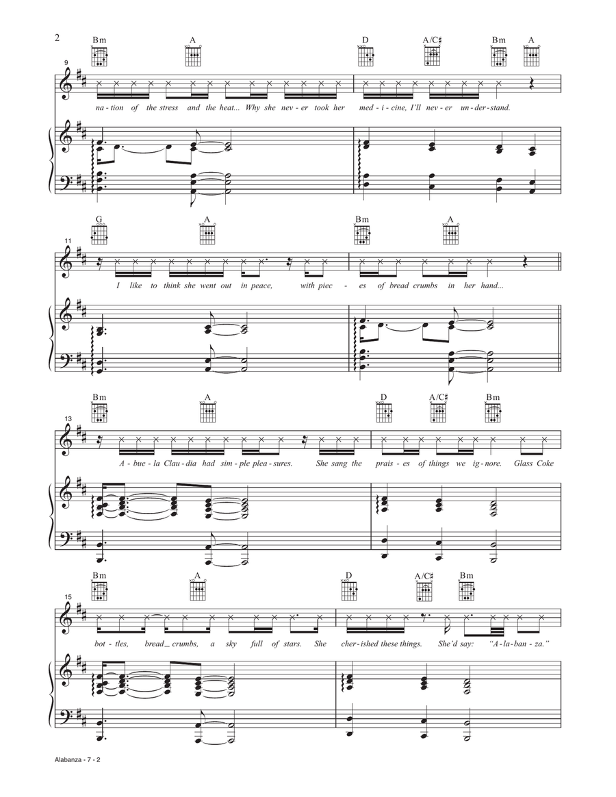 Alabanza (from the Motion Picture In The Heights) Piano, Vocal, Guitar scores gallery preview page 2