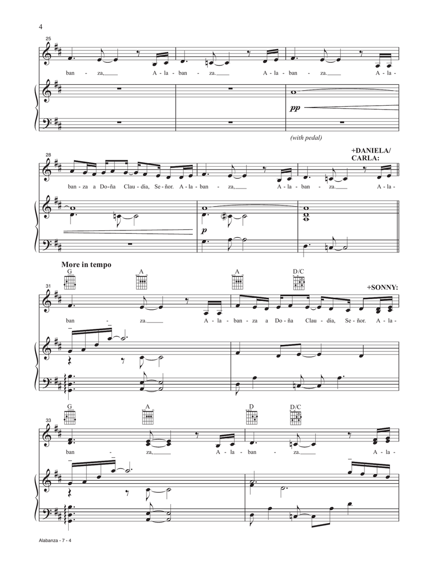 Alabanza (from the Motion Picture In The Heights) Piano, Vocal, Guitar scores gallery preview page 4