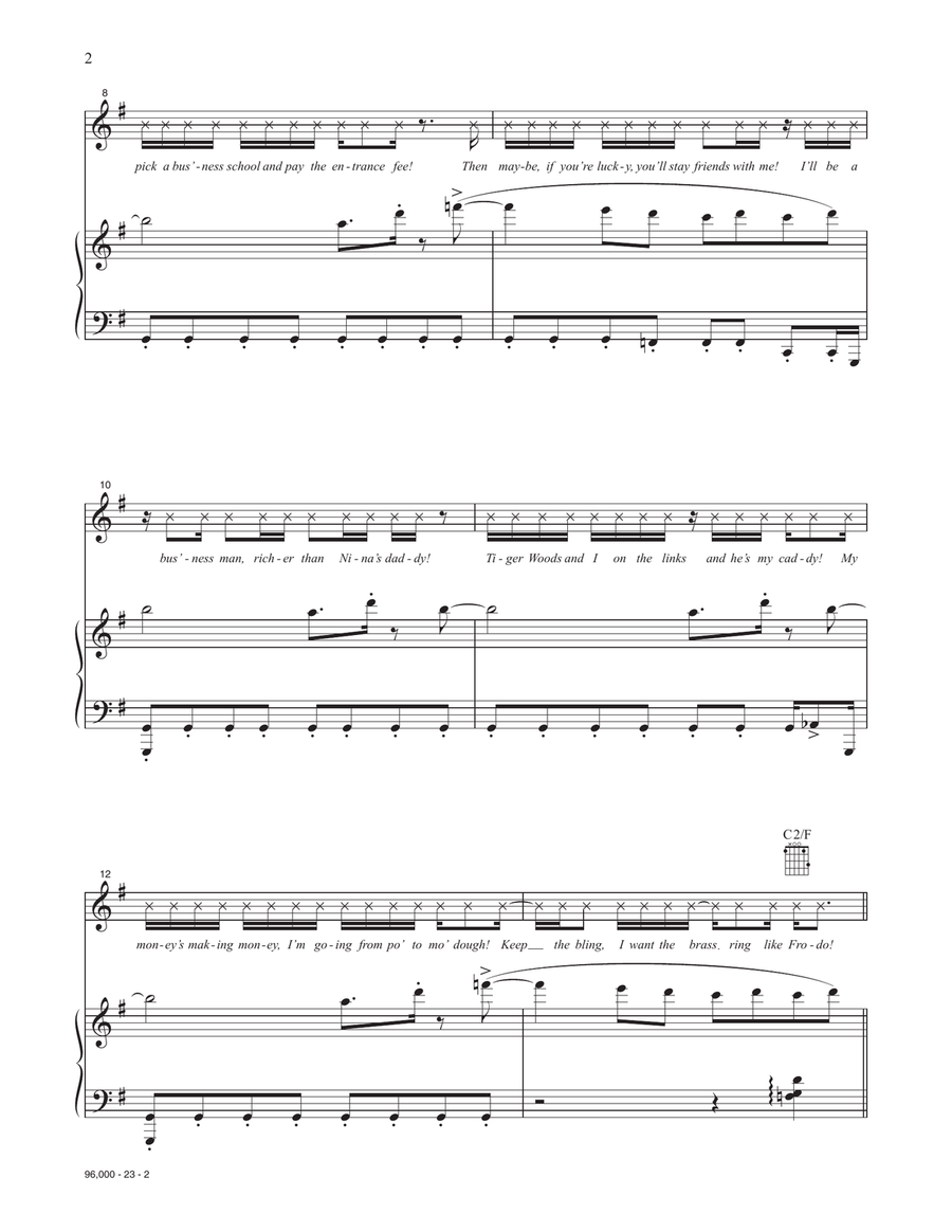 96,000 (from the Motion Picture In The Heights) Piano, Vocal, Guitar scores gallery preview page 2