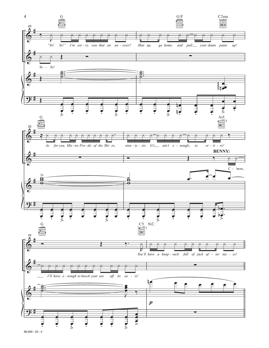 96,000 (from the Motion Picture In The Heights) Piano, Vocal, Guitar scores gallery preview page 4