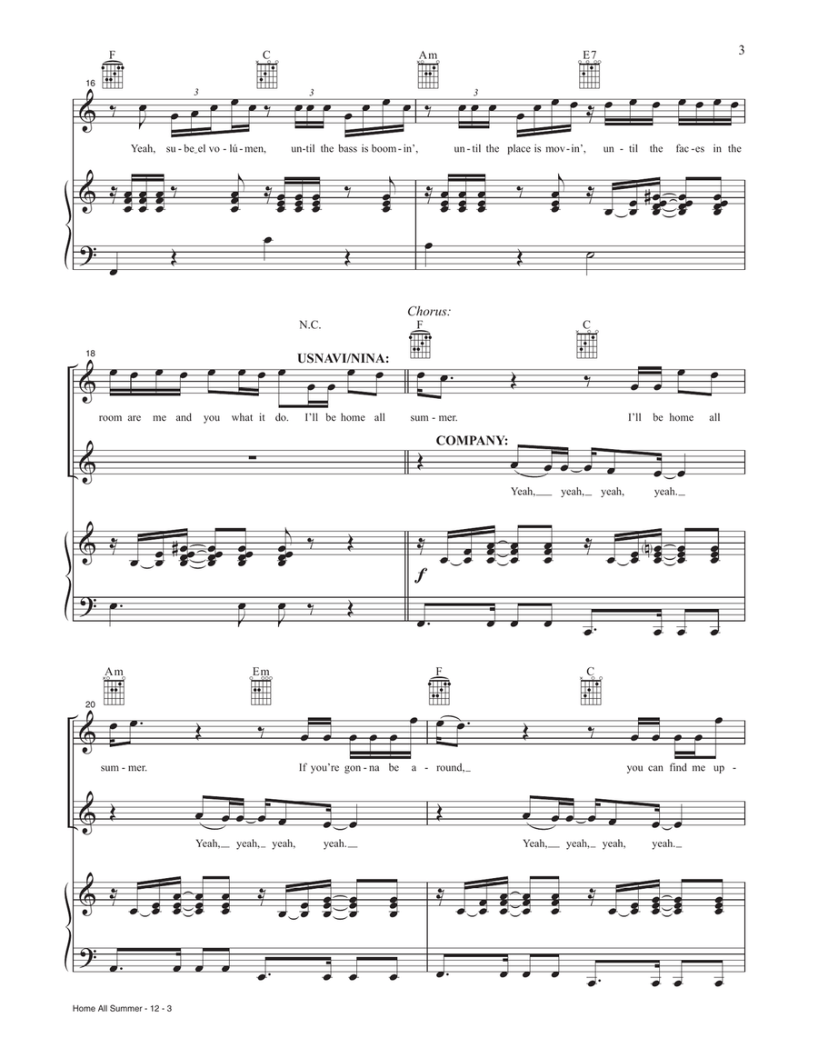 Home All Summer (from the Motion Picture In The Heights) Piano, Vocal, Guitar scores gallery preview page 3