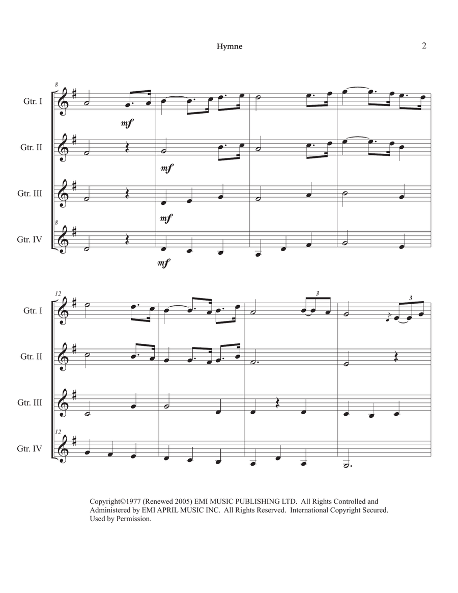 Hymne Guitar Ensemble scores gallery preview page 6
