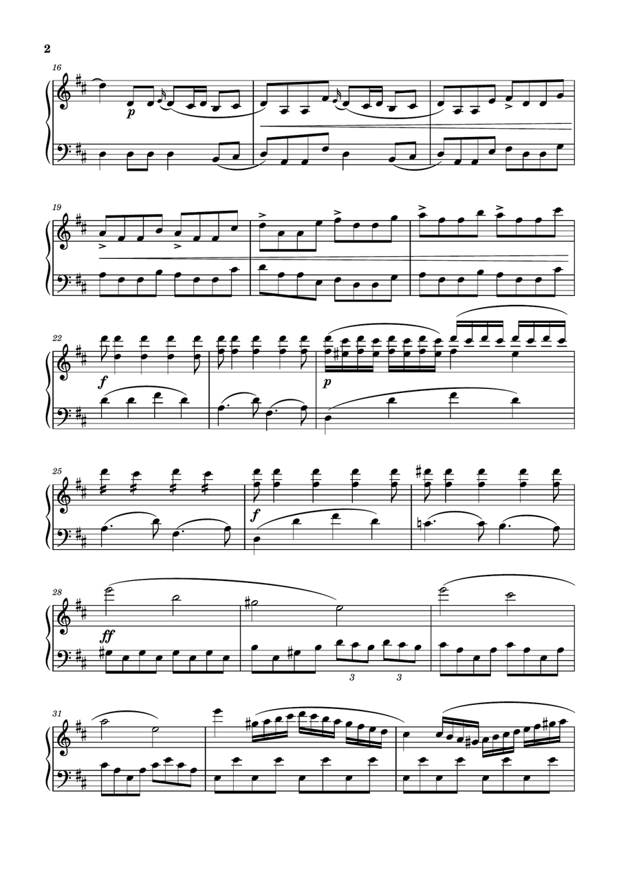 Excerpts from Axur,re d'Ormus Overture-Antonio Salieri Piano Solo scores gallery preview page 2