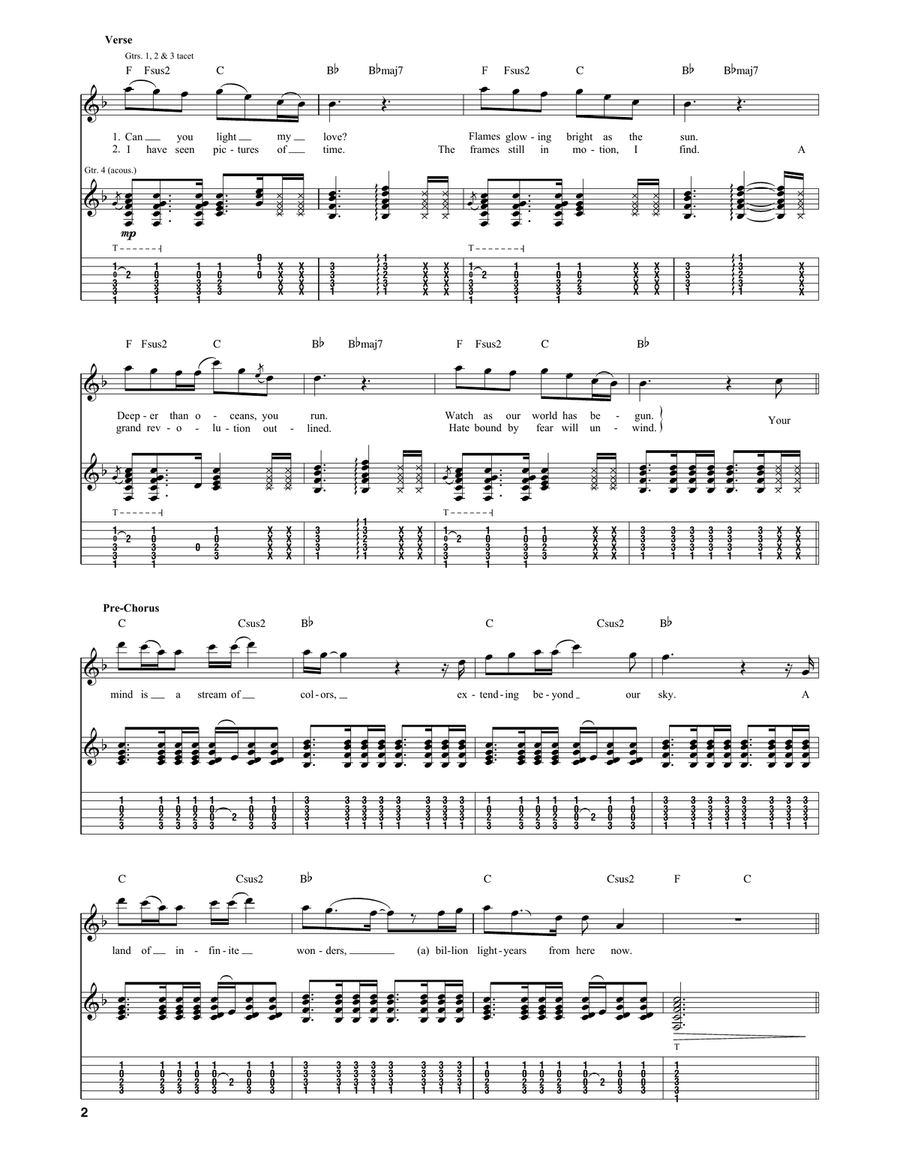 Light My Love Light My Love Guitar Tablature scores gallery preview page 2