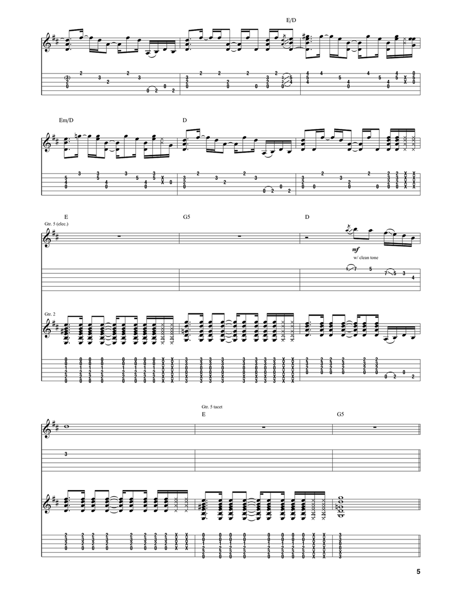 Broken Bells Broken Bells Guitar Tablature scores gallery preview page 5