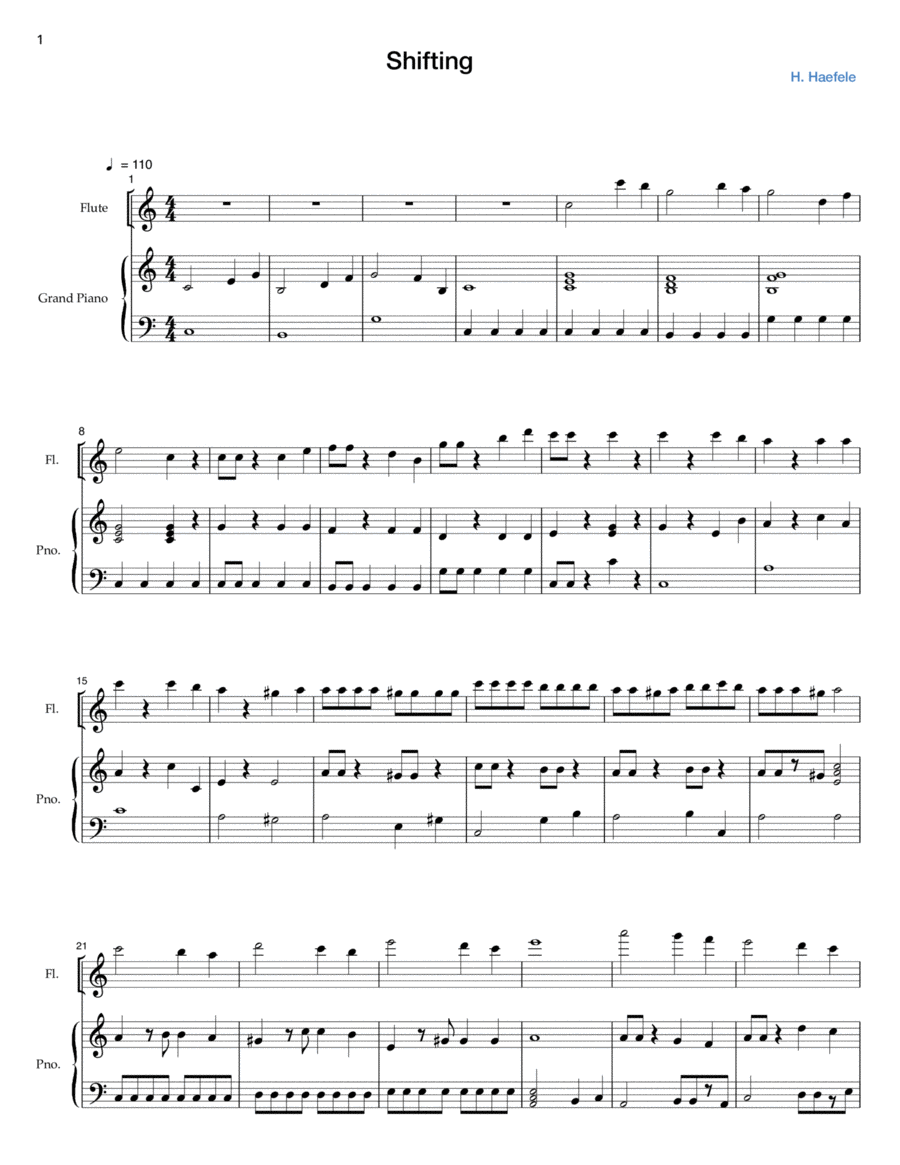 Shifting for Flute and Piano Flute Solo scores gallery preview page 1