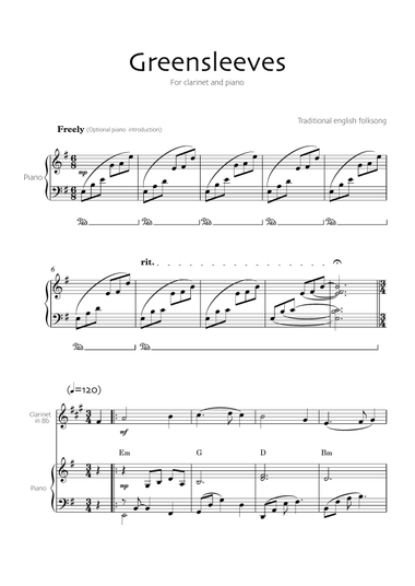 Greensleeves (Clarinet in Bb and piano)