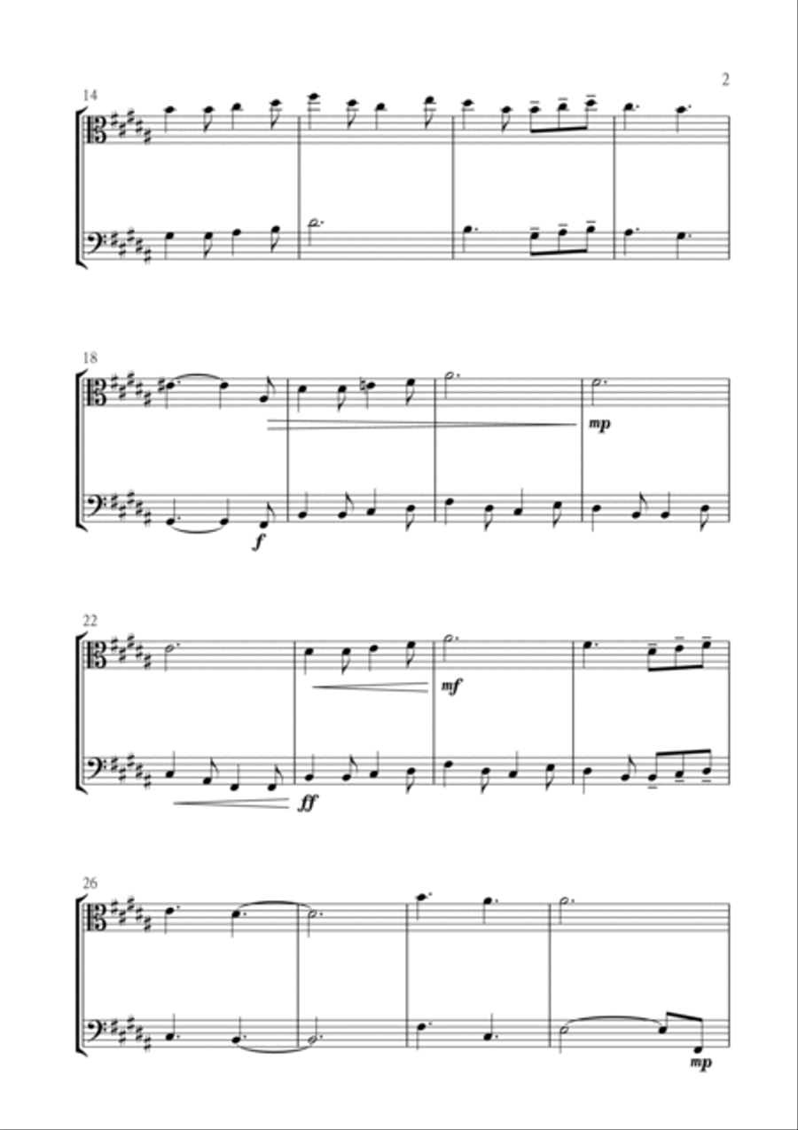 I Saw Three Ships for Viola and Violoncello (Cello) Duet in B Major. Intermediate. String Duet scores gallery preview page 3