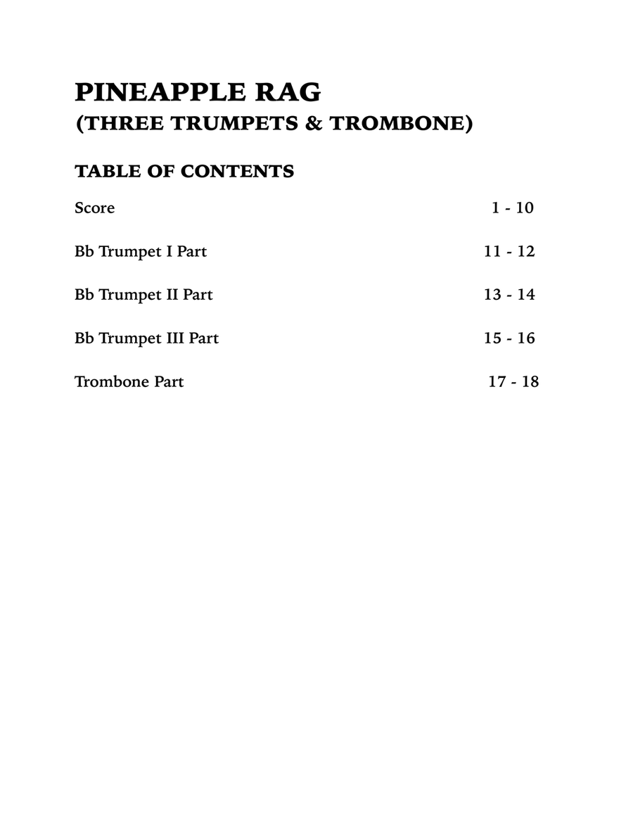 Pineapple Rag (Brass Quartet): Three Trumpets and Trombone Pineapple Rag (Brass Quartet): Three Trumpets and Trombone Brass Quartet scores gallery preview page 4