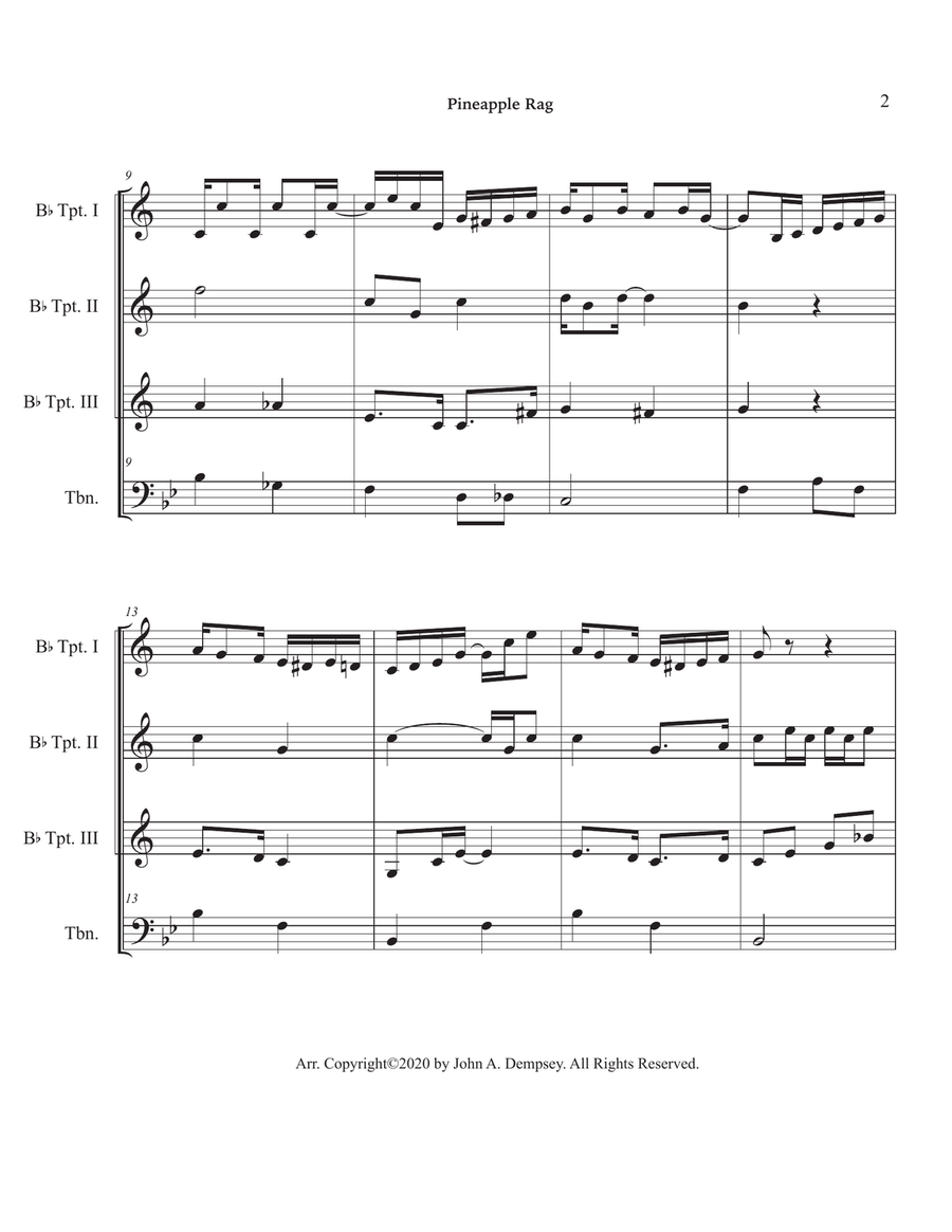 Pineapple Rag (Brass Quartet): Three Trumpets and Trombone Pineapple Rag (Brass Quartet): Three Trumpets and Trombone Brass Quartet scores gallery preview page 6