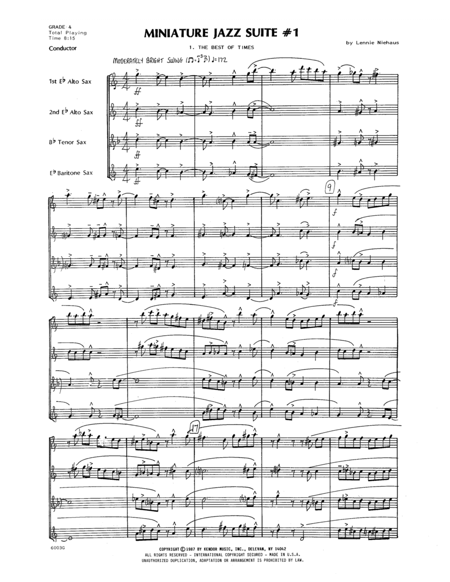 Miniature Jazz Suite #1 - Full Score Saxophone scores gallery preview page 1