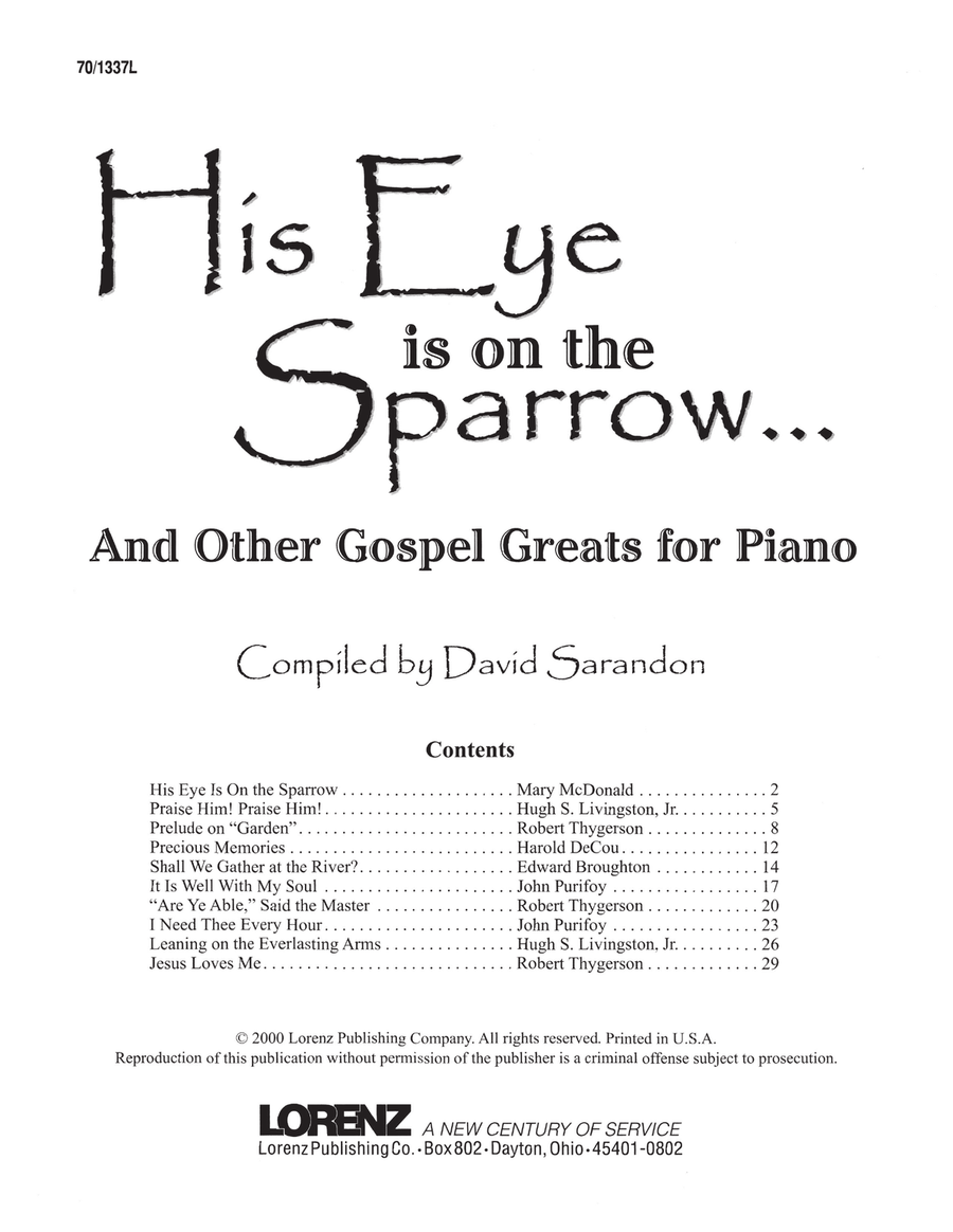 His Eye Is on the Sparrow (Digital Download) Piano Solo scores gallery preview page 1