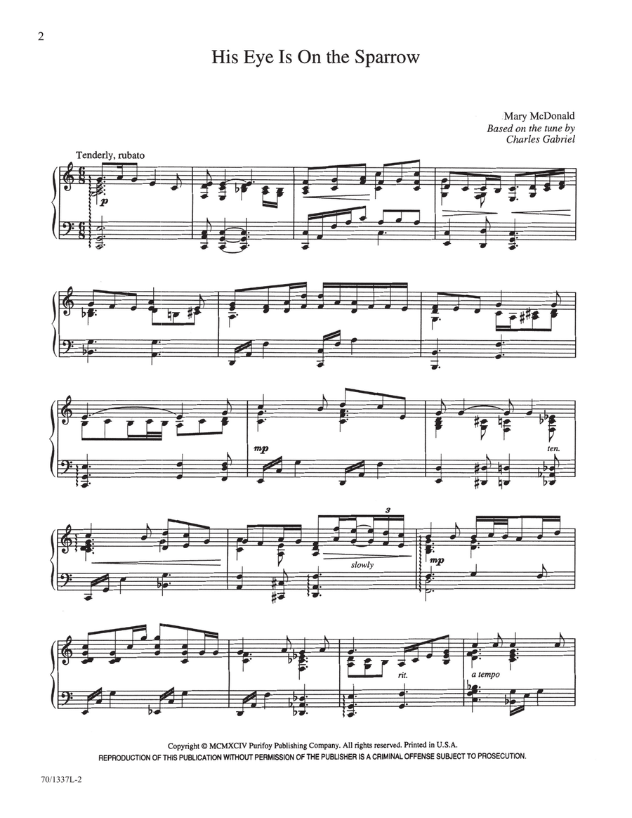 His Eye Is on the Sparrow (Digital Download) Piano Solo scores gallery preview page 2