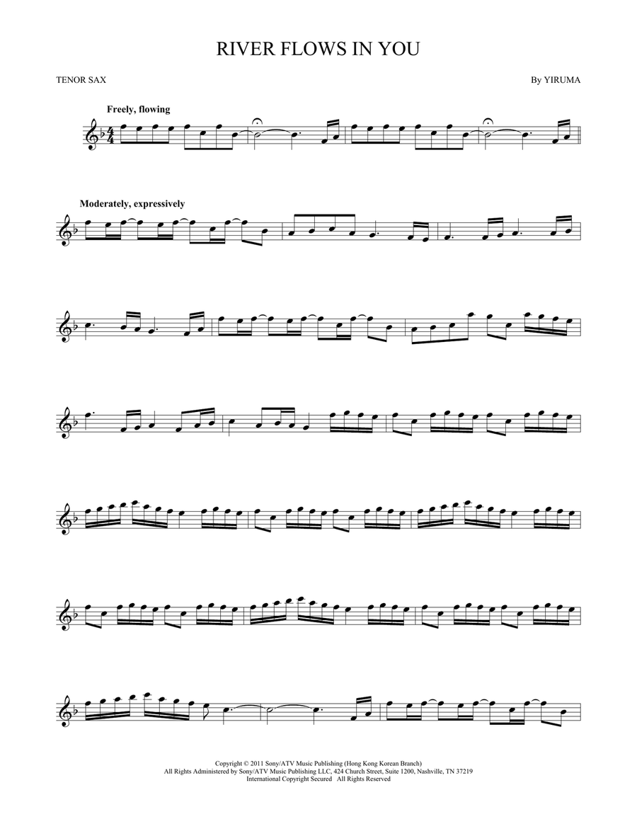 River Flows In You River Flows In You Tenor Saxophone scores gallery preview page 1
