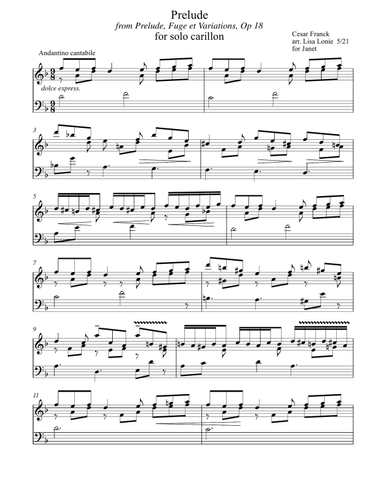 Prelude for Carillon (D min) from Prelude, Fugue et Variation, Op 18