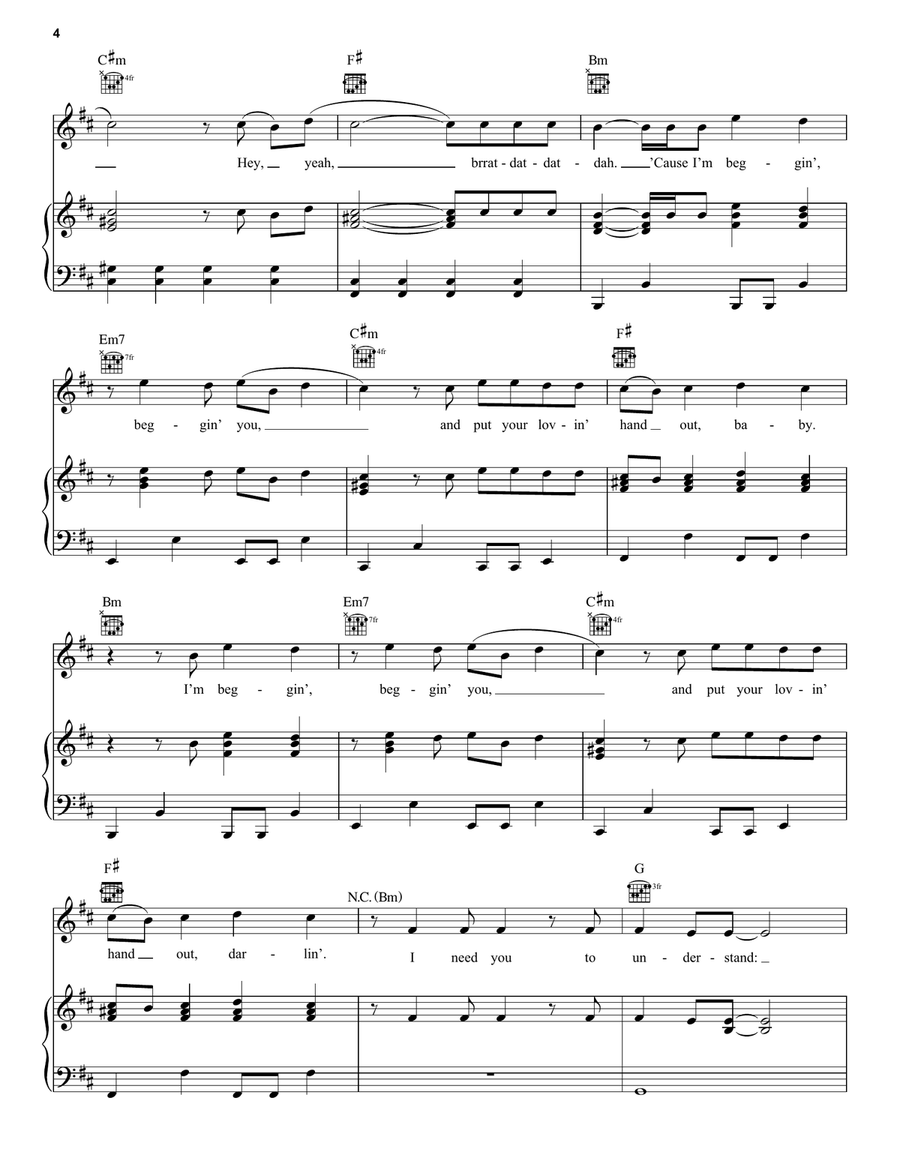 Beggin' Beggin' Piano, Vocal, Guitar scores gallery preview page 4