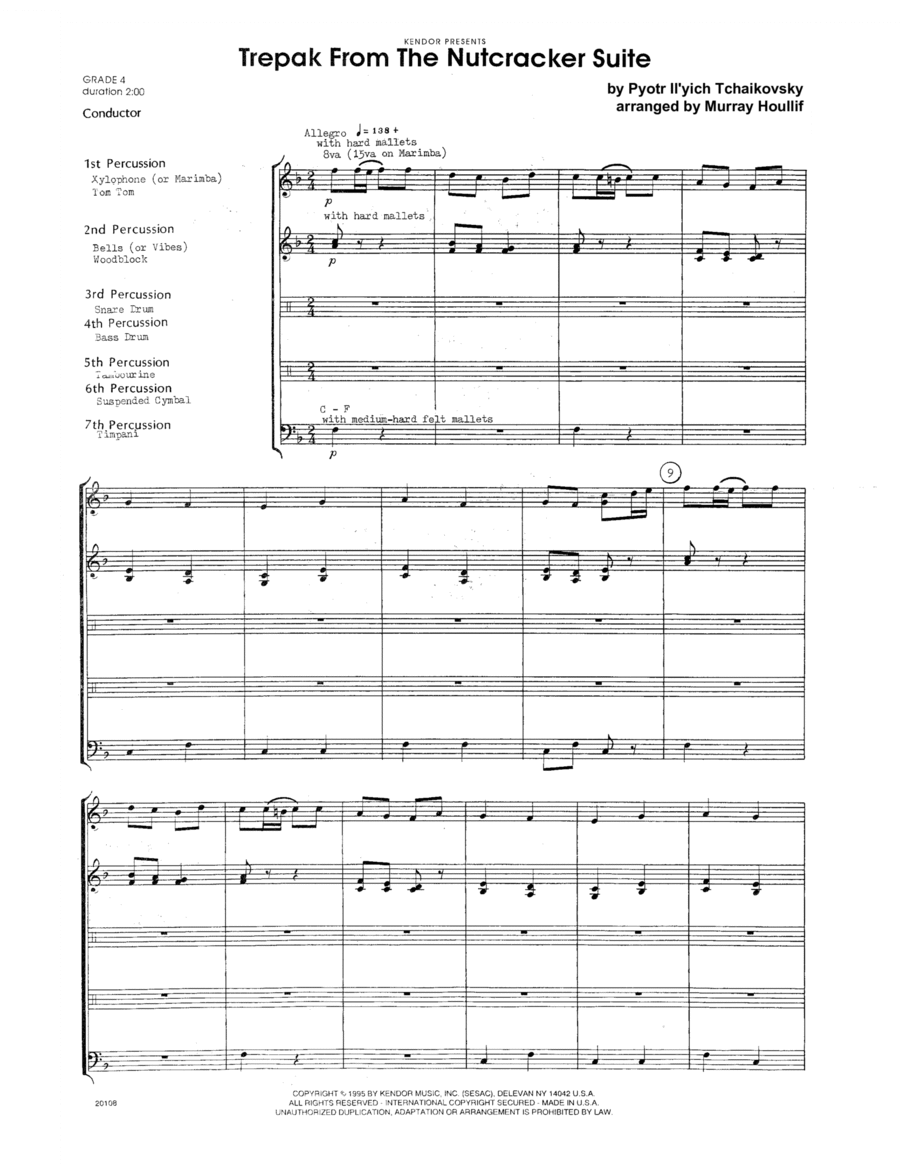 Trepak From The Nutcracker Suite (arr. Murray Houllif) - Full Score Percussion scores gallery preview page 1