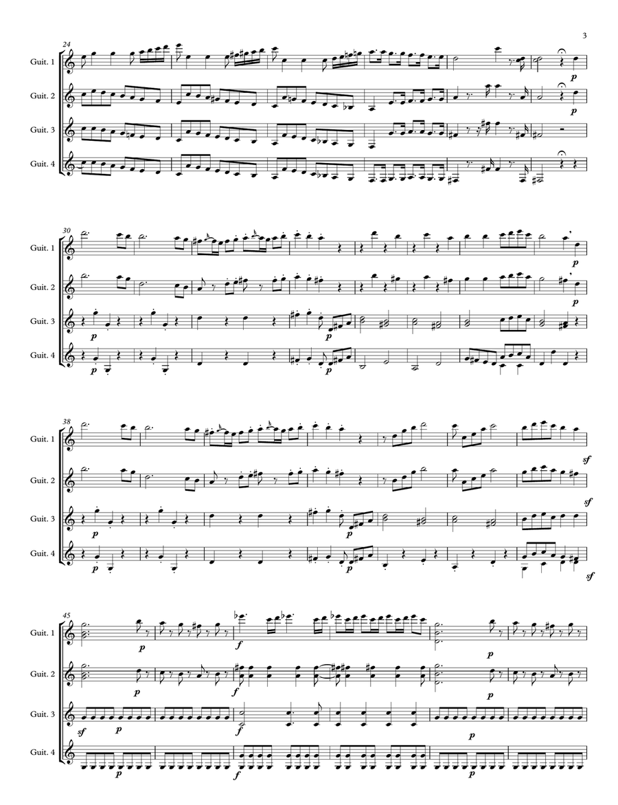 La clemenza di tito (overture) - W. A. Mozart - for guitar quartet Guitar Ensemble scores gallery preview page 3