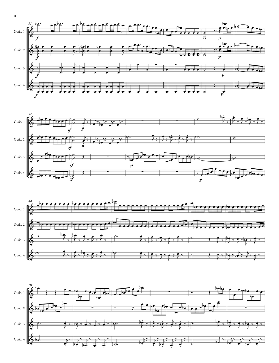 La clemenza di tito (overture) - W. A. Mozart - for guitar quartet Guitar Ensemble scores gallery preview page 4