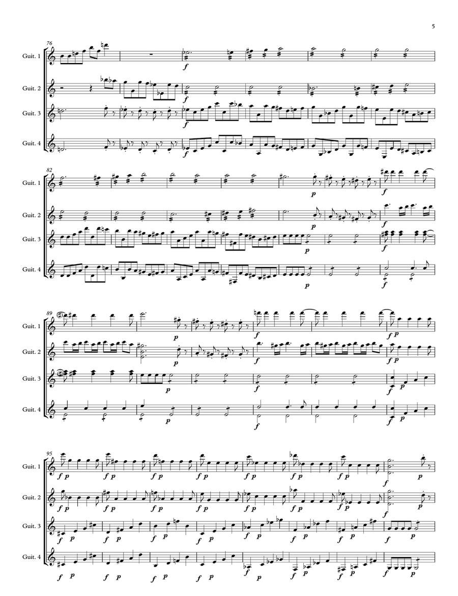 La clemenza di tito (overture) - W. A. Mozart - for guitar quartet Guitar Ensemble scores gallery preview page 5