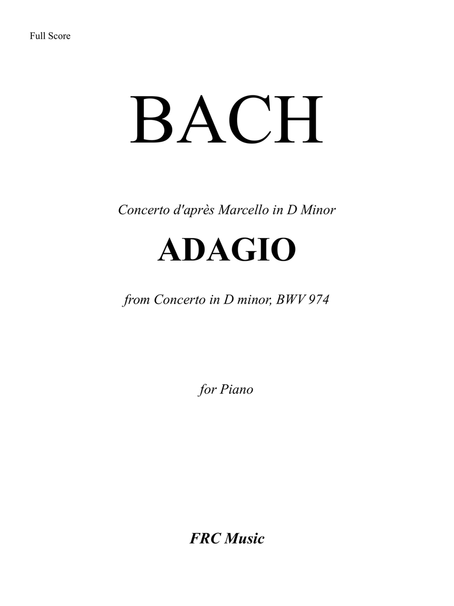 Bach: Adagio from Concerto in D minor, BWV 974 (Concerto d'après Marcello in D Minor) for Piano Solo Piano Solo scores gallery preview page 2