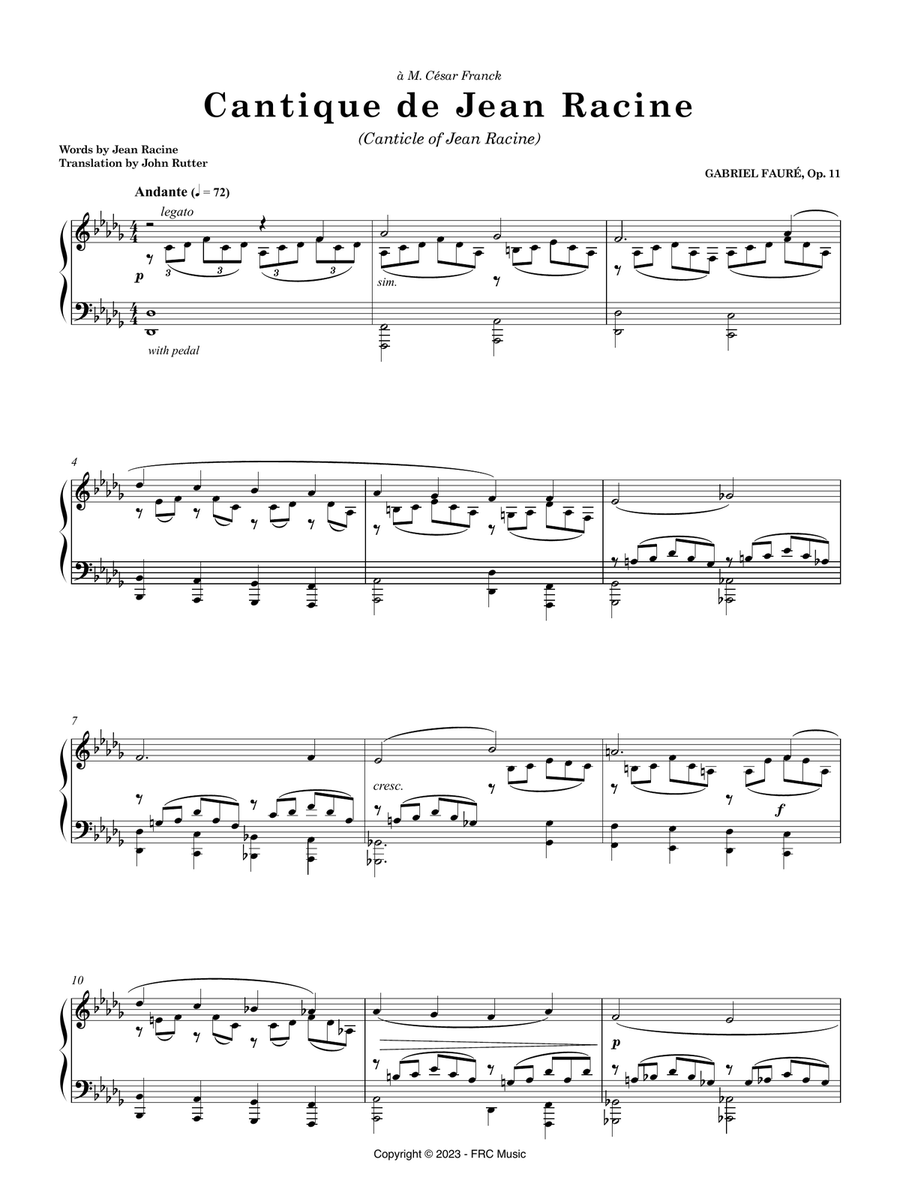 Cantique de Jean Racine (Canticle of Jean Racine) - for SATB Choir with French and English Texts 4-Part scores gallery preview page 3