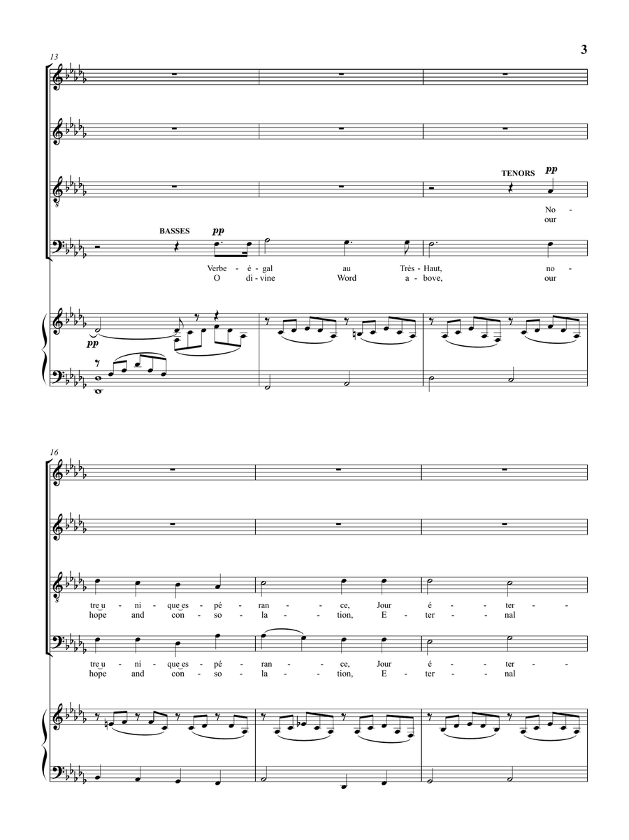 Cantique de Jean Racine (Canticle of Jean Racine) - for SATB Choir with French and English Texts 4-Part scores gallery preview page 4