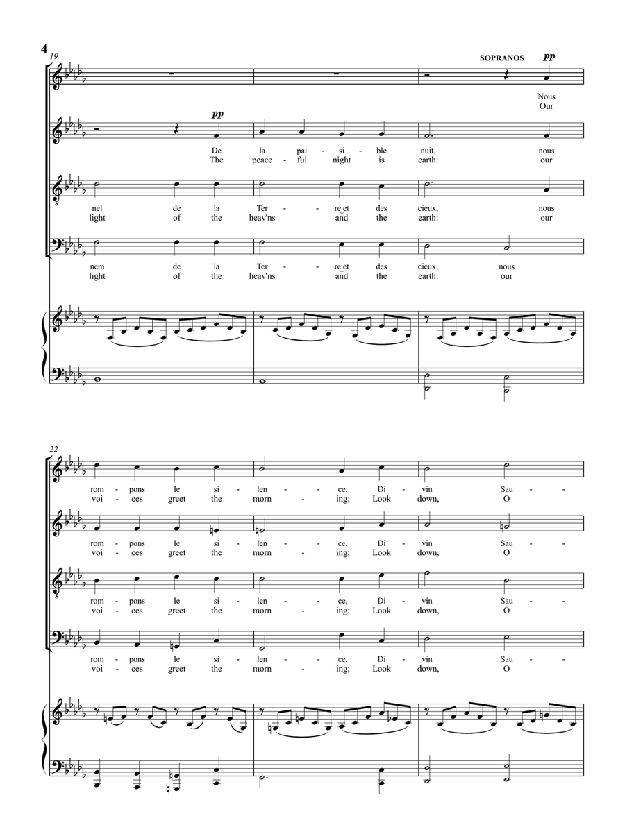Cantique de Jean Racine (Canticle of Jean Racine) - for SATB Choir with French and English Texts 4-Part scores gallery preview page 5